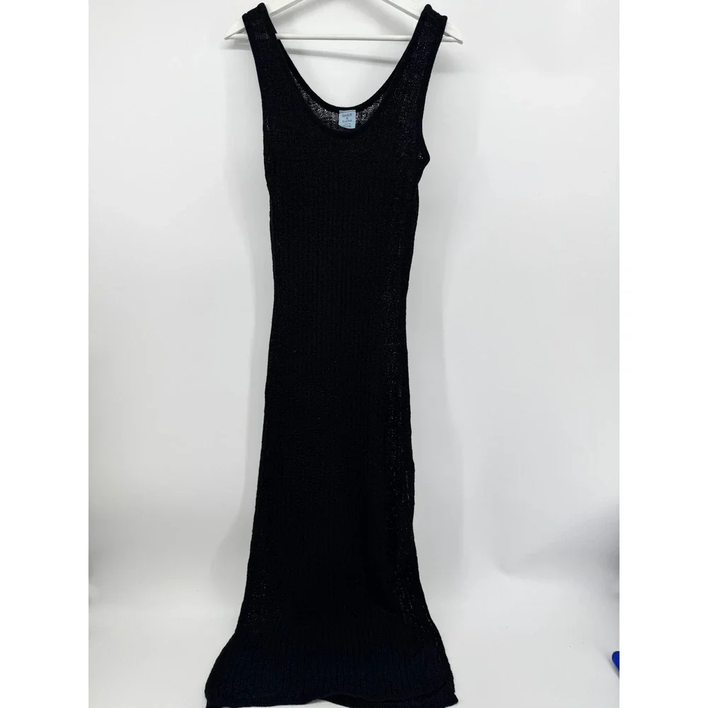 Shade & Shore Black Knit Sleeveless Maxi Dress Swim Cover-Up Womens‎ Large